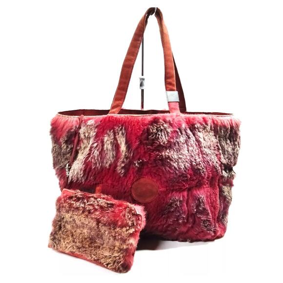 Chanel Hand Bag CC Bordeaux Rabbit Fur - Picture 1 of 9